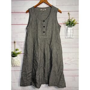 Flax Linen Gray & Black Dress | Women’s Small